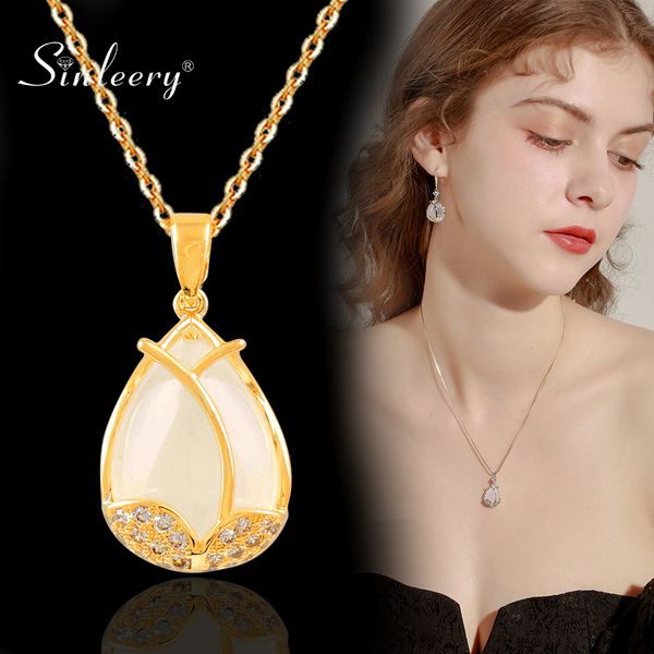 sinleery charm opal tulip flower pendant necklace for women gold color chain fashion jewelry accessories xl782 sso, Silver
sinleery charm opal tulip flower pendant necklace for women gold color chain fashion jewelry accessories xl782 sso, Silver