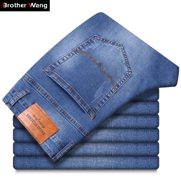 2020 summer new men light blue straight thin jeans classic style cotton advanced stretch loose trousers male brand
2020 summer new men light blue straight thin jeans classic style cotton advanced stretch loose trousers male brand