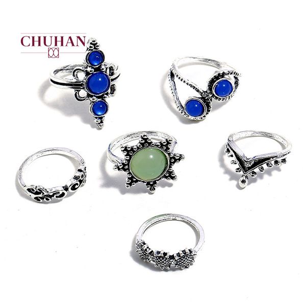 cluster rings chuhan 6 pcs/set bohemian ring set vintage punk antique silver-color resin finger for women midi j45, Golden;silver
cluster rings chuhan 6 pcs/set bohemian ring set vintage punk antique silver-color resin finger for women midi j45, Golden;silver