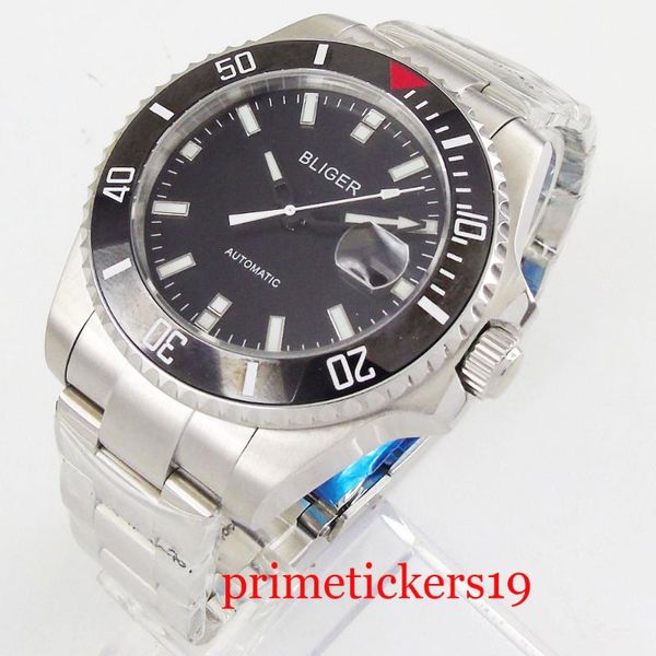 black ceramic bezel automatic movement 43mm bliger black dial date sapphire glass mens watch 2065, Slivery;brown
black ceramic bezel automatic movement 43mm bliger black dial date sapphire glass mens watch 2065, Slivery;brown