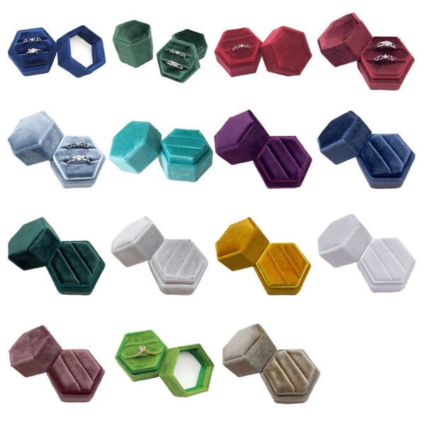 velvet double ring box hexagon wedding ceremony ring box with detachable lid r9je, Pink;blue
velvet double ring box hexagon wedding ceremony ring box with detachable lid r9je, Pink;blue