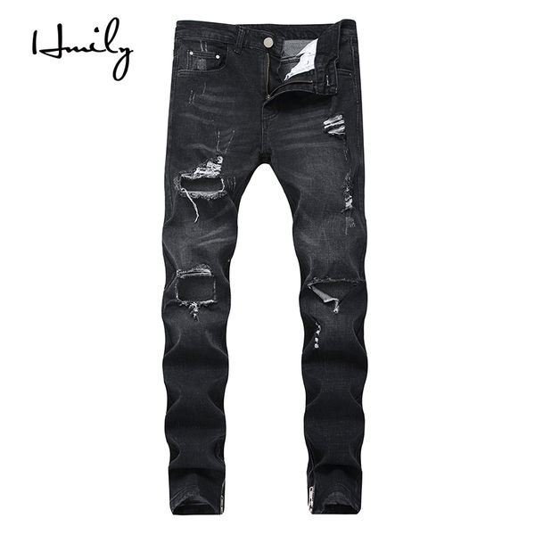 hmily skinny jeans men ripped ankle black slim stretch hole distressed mens biker jeans brand wash streetwear hiphop pants, Blue
hmily skinny jeans men ripped ankle black slim stretch hole distressed mens biker jeans brand wash streetwear hiphop pants, Blue