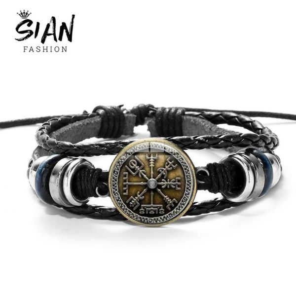sian viking compass multilayer wood bead bracelet men casual fashion braided leather bracelets bangles retro punk wrap wristband, Black
sian viking compass multilayer wood bead bracelet men casual fashion braided leather bracelets bangles retro punk wrap wristband, Black