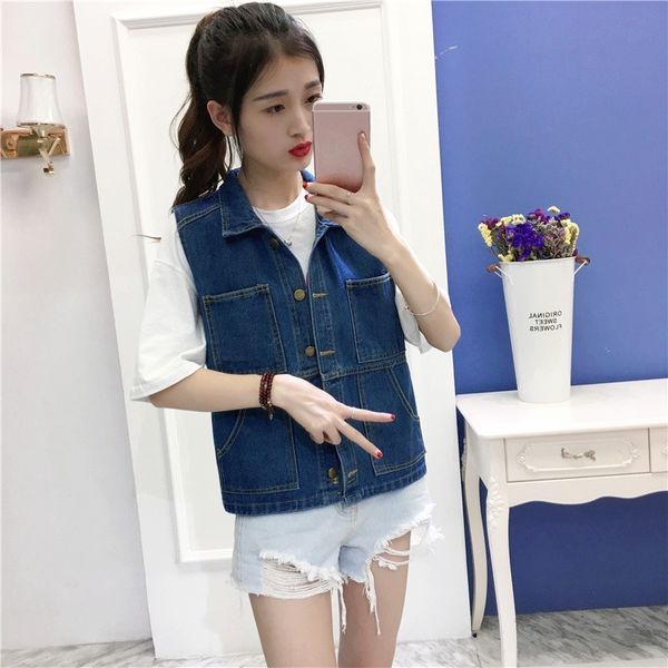 women's vests arrival blue color design denim jackets loose women single breasted female waistcoat pockets fashion korean style vest je, Black;white
women's vests arrival blue color design denim jackets loose women single breasted female waistcoat pockets fashion korean style vest je, Black;white