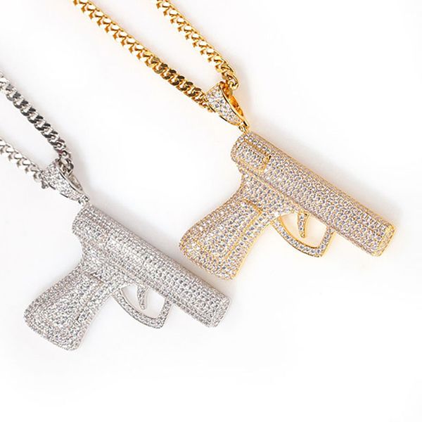 Hip Hop Micro Paved Zircon Handarm Gun Pendant Necklace Men Cuban Chain Stainless Steel Necklace Luxury Jewelry GM-12
Hip Hop Micro Paved Zircon Handarm Gun Pendant Necklace Men Cuban Chain Stainless Steel Necklace Luxury Jewelry GM-12