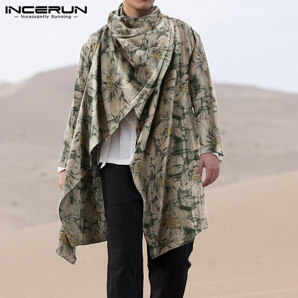 men coats turtleneck printing long sleeve retro outerwear streetwear mens ponchos 2020 cotton irregular trench incerun s-3xl, Tan;black
men coats turtleneck printing long sleeve retro outerwear streetwear mens ponchos 2020 cotton irregular trench incerun s-3xl, Tan;black