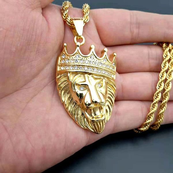 mens full iced rhinestone an crown lion tag necklace stainless steel lace hip hop cuban chain hip hop necklace jewelry for male, Silver
mens full iced rhinestone an crown lion tag necklace stainless steel lace hip hop cuban chain hip hop necklace jewelry for male, Silver