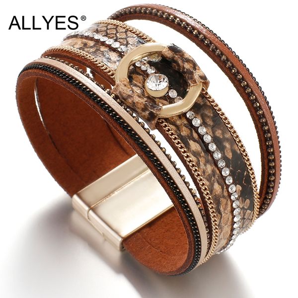 allyes multilayer snake skin leather bracelets for women beads chain bohemian wide animal print bracelet crystal female jewelry, Golden;silver
allyes multilayer snake skin leather bracelets for women beads chain bohemian wide animal print bracelet crystal female jewelry, Golden;silver