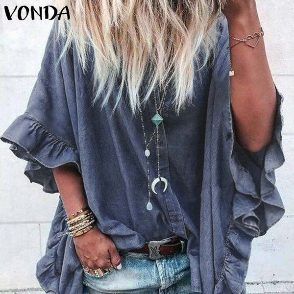 women's blouses & shirts vonda women casual loose lapel neck buttons half sleeve ruffle blouse office ladies tunic plus size 5xl, White
women's blouses & shirts vonda women casual loose lapel neck buttons half sleeve ruffle blouse office ladies tunic plus size 5xl, White