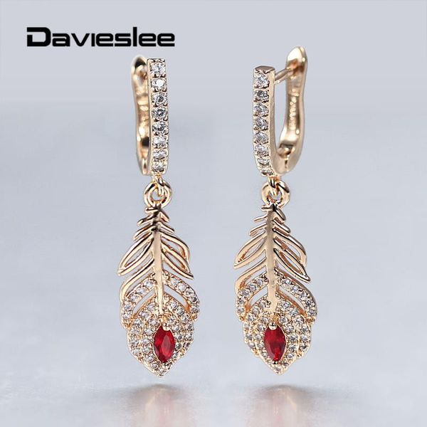 585 rose gold dangle earrings feather red stone clear cubic zircon drop earrings for women fashion party wedding jewelry lge297, Silver
585 rose gold dangle earrings feather red stone clear cubic zircon drop earrings for women fashion party wedding jewelry lge297, Silver