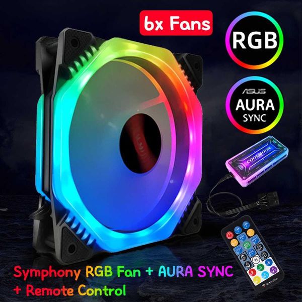 6pcs pc computer gaming case fans cooling 120mm adjust rgb fan cooler symphony aura sync remote control music induction control
6pcs pc computer gaming case fans cooling 120mm adjust rgb fan cooler symphony aura sync remote control music induction control