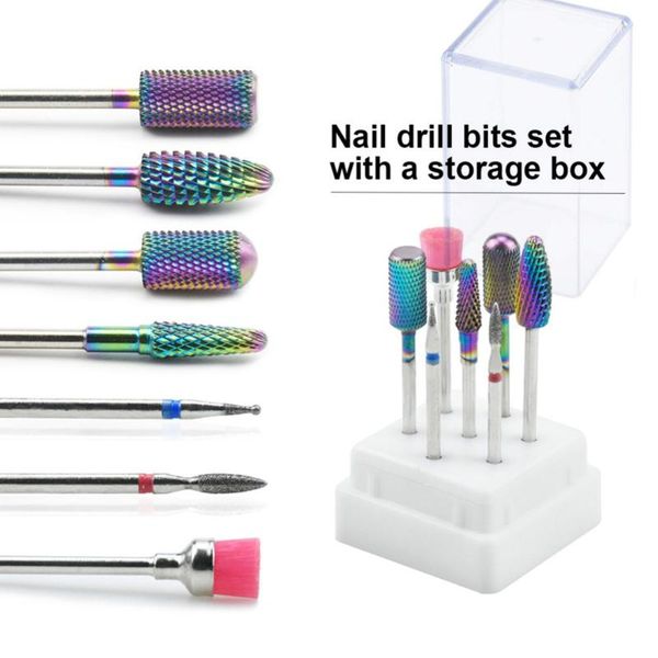 nail art equipment 7 pcs rainbow tungsten carbide/ceramic drill bits set in box manicure machine accessories milling cutter electric file, Silver
nail art equipment 7 pcs rainbow tungsten carbide/ceramic drill bits set in box manicure machine accessories milling cutter electric file, Silver