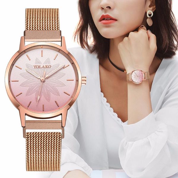 yolako women magnet buckle wristwatch gradient color flower women watch luxury rose gold quartz watches horloges vrouwen, Slivery;brown
yolako women magnet buckle wristwatch gradient color flower women watch luxury rose gold quartz watches horloges vrouwen, Slivery;brown