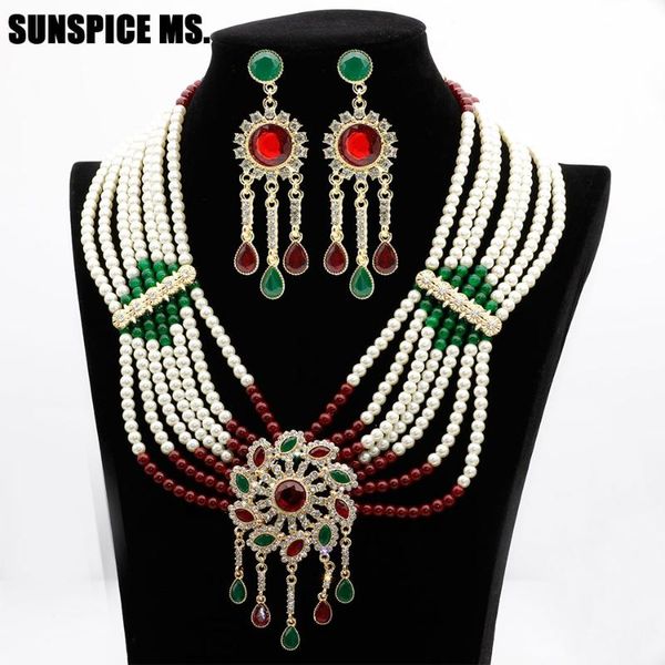 sunspicems flower bead pearl jewelry sets moroccan long drop earring necklace big pendant for women ethnic wedding bridal gift, Silver
sunspicems flower bead pearl jewelry sets moroccan long drop earring necklace big pendant for women ethnic wedding bridal gift, Silver
