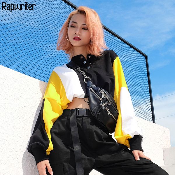 rapwriter fashion panelled drawstring hem harajuku sweatshirt women 2020 streetwear long sleeve crop pullovers button, Black
rapwriter fashion panelled drawstring hem harajuku sweatshirt women 2020 streetwear long sleeve crop pullovers button, Black