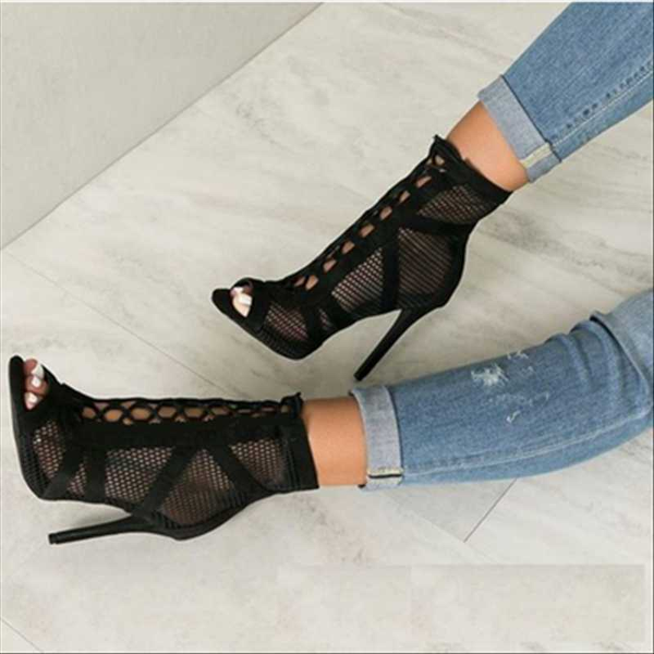 dress shoes summer peep toe ankle sandals boots thin high heels women's mesh hollow women pumps cross-tied lady gladiators sandal, Black
dress shoes summer peep toe ankle sandals boots thin high heels women's mesh hollow women pumps cross-tied lady gladiators sandal, Black