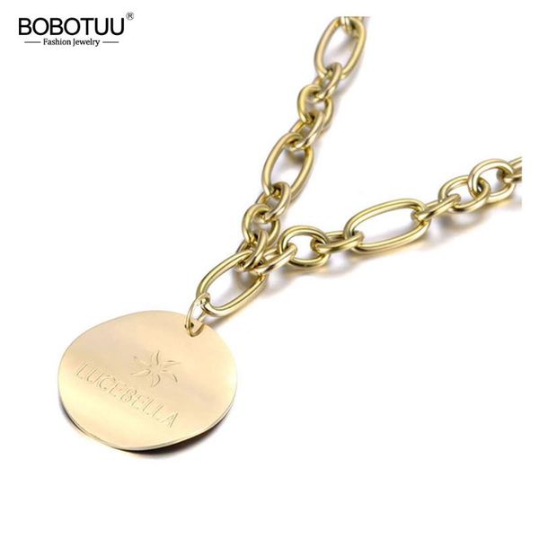 chains bobotuu punk stainless steel tag charm pendant necklace jewelry rose gold choker big thick chain for women girl bn19084, Silver
chains bobotuu punk stainless steel tag charm pendant necklace jewelry rose gold choker big thick chain for women girl bn19084, Silver