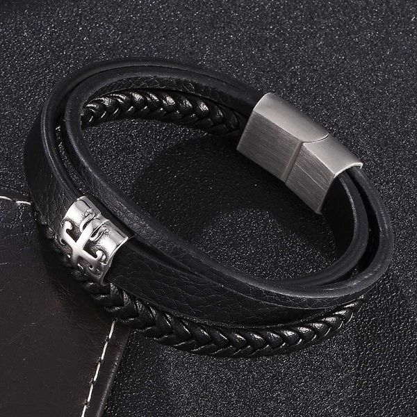 cross stainless steel accessories multi-layer black leather men bracelets unique design magnetic buckle wrist band st0448, Golden;silver
cross stainless steel accessories multi-layer black leather men bracelets unique design magnetic buckle wrist band st0448, Golden;silver