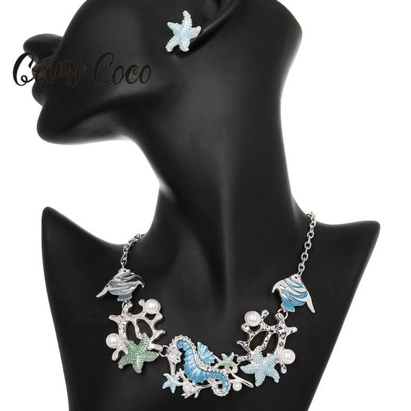 cring coco 2020 creative design marine life choker for women blue enamel necklace trendy fish starfish seahorse chain necklaces, Silver
cring coco 2020 creative design marine life choker for women blue enamel necklace trendy fish starfish seahorse chain necklaces, Silver