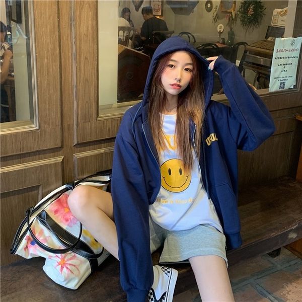 2020 autumn korean stylestyle coat t-shirt sweater spoof smiley face hooded sweater coat women + loose all-match lazy style t-shirt fashion, Gray
2020 autumn korean stylestyle coat t-shirt sweater spoof smiley face hooded sweater coat women + loose all-match lazy style t-shirt fashion, Gray
