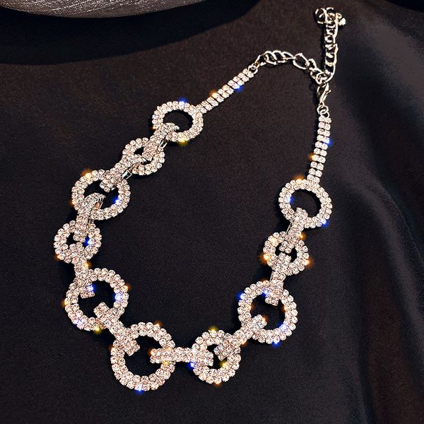 chokers designer style fashion rhinestone necklaces for women shining unique circular connect jewellery 1pcs wholesale, Golden;silver
chokers designer style fashion rhinestone necklaces for women shining unique circular connect jewellery 1pcs wholesale, Golden;silver