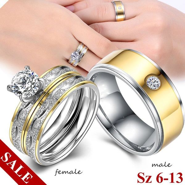 stainless steel frosted single rhinestone couple ring, men's and women's wedding rings, Slivery;golden
stainless steel frosted single rhinestone couple ring, men's and women's wedding rings, Slivery;golden