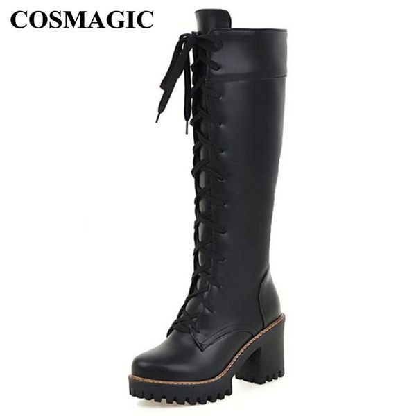 boots cosmagic 2021 winter women knee high snow fashion lace up knight round toe heel keep warm long, Black
boots cosmagic 2021 winter women knee high snow fashion lace up knight round toe heel keep warm long, Black