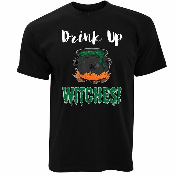 halloween t shirt men women drink up, witches cauldron novelty slogan joke spooky loose size ajax funny tee shirt