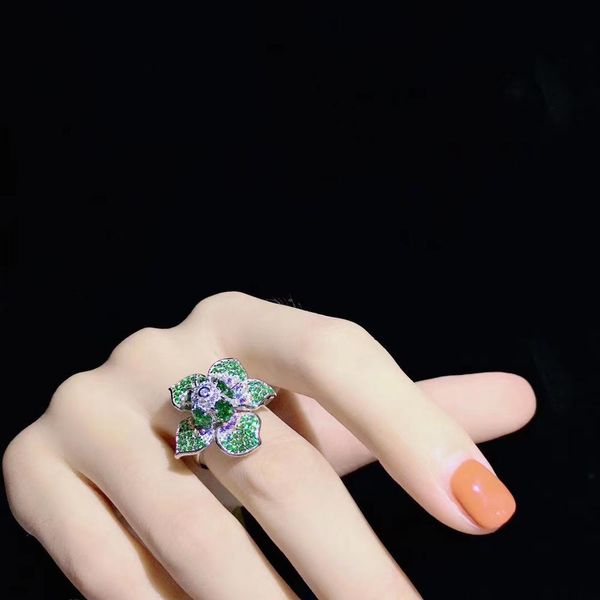 925 sterling silver with cubic zircon flower ring cute green color fine women jewelry ing
925 sterling silver with cubic zircon flower ring cute green color fine women jewelry ing