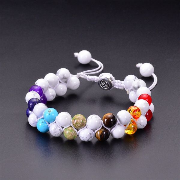 natural healing stone bracelet double layer white howlite turquoises beads bracelets adjustable braided rope for couples, Golden;silver
natural healing stone bracelet double layer white howlite turquoises beads bracelets adjustable braided rope for couples, Golden;silver