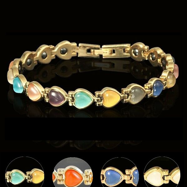 link, chain fashion women jewelry health care magnet inlay bracelet golden heart cut opal tennis bracelets for gift, Black
link, chain fashion women jewelry health care magnet inlay bracelet golden heart cut opal tennis bracelets for gift, Black