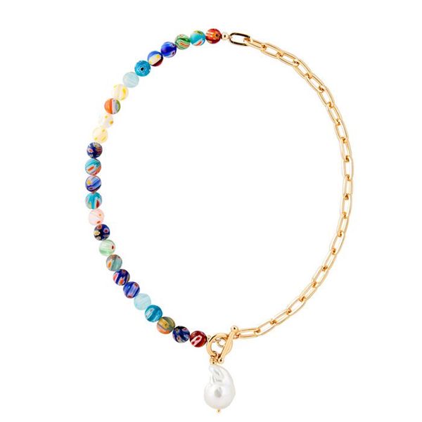 women charm baroque freshwater pearl pendant necklace punk chain color bead stitching 2020 fashion trend jewelry gift for friend, Silver
women charm baroque freshwater pearl pendant necklace punk chain color bead stitching 2020 fashion trend jewelry gift for friend, Silver