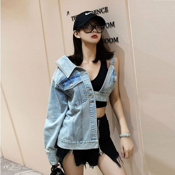 women's jackets super star unique women half denim jacket spliced street style 2021 summer fashion clothes, Black;brown
women's jackets super star unique women half denim jacket spliced street style 2021 summer fashion clothes, Black;brown