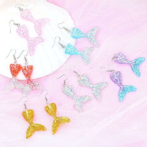new arrival cute glitter mermaid tail resin dangle earring for women girls fairy tale ear jewelry gifts dropshipping, Silver
new arrival cute glitter mermaid tail resin dangle earring for women girls fairy tale ear jewelry gifts dropshipping, Silver