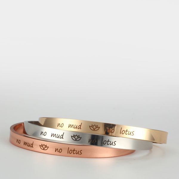 no mud no lotus stainless steel bangle engraved positive inspirational quote cuff bracelets mantra bracelets bangles for women, Black
no mud no lotus stainless steel bangle engraved positive inspirational quote cuff bracelets mantra bracelets bangles for women, Black