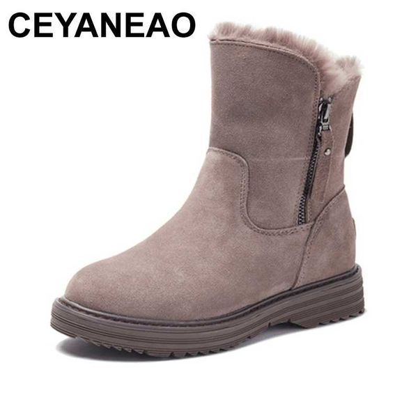 ceyaneaowomen's winter boots genuine leather boots for women warm snow plush winter shoes 2020 women's ankle shoes, Black
ceyaneaowomen's winter boots genuine leather boots for women warm snow plush winter shoes 2020 women's ankle shoes, Black