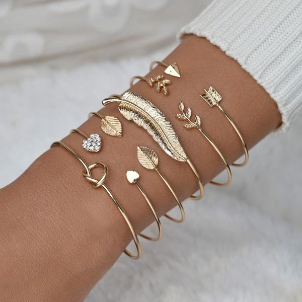 tennis 6pcs/set vintage leave heart bracelet set 2021 bohemian geometric gold color metal & jewelry gift, Golden;silver
tennis 6pcs/set vintage leave heart bracelet set 2021 bohemian geometric gold color metal & jewelry gift, Golden;silver