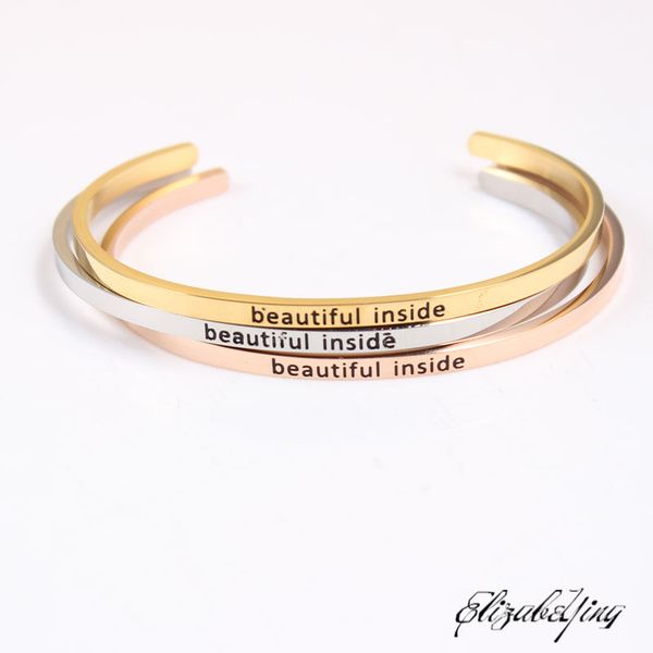 beautiful inside stainless steel engraved positive inspirational quote hand imprint cuff mantra bracelet bangle for women, Black
beautiful inside stainless steel engraved positive inspirational quote hand imprint cuff mantra bracelet bangle for women, Black