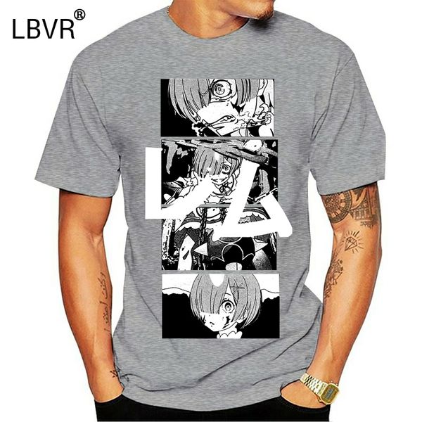 licensed rezero grey panels men's black t-shirt printed tee shirt
