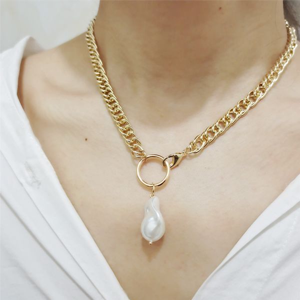 jewelry baroque shaped pearl double buckle chain simple all-match necklace female choker, Silver
jewelry baroque shaped pearl double buckle chain simple all-match necklace female choker, Silver