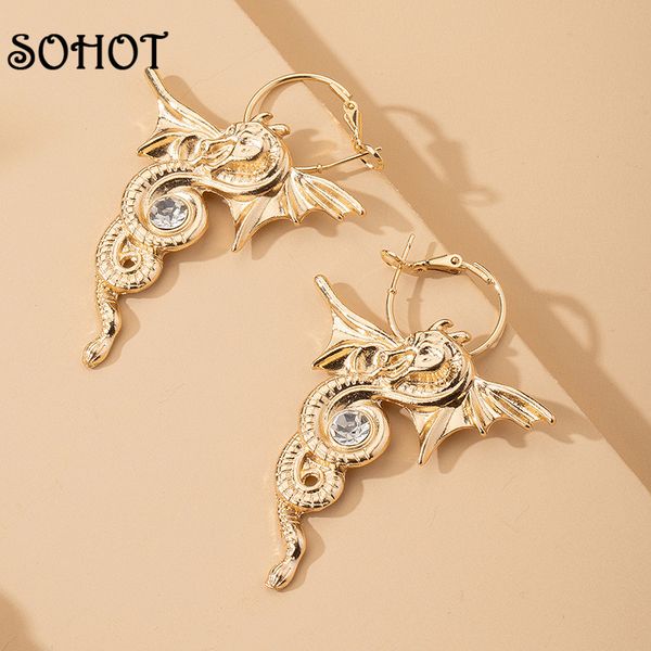 hoop & huggie so vintage chic alloy dragon shape pendant women earrings imitation crystal acessories for female jewelry, Golden;silver
hoop & huggie so vintage chic alloy dragon shape pendant women earrings imitation crystal acessories for female jewelry, Golden;silver