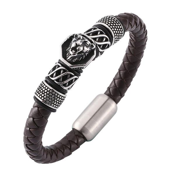 charm bracelets personality tiger head men's brown woven leather bracelet stainless steel magnetic button fashion 7-sp0143, Golden;silver
charm bracelets personality tiger head men's brown woven leather bracelet stainless steel magnetic button fashion 7-sp0143, Golden;silver