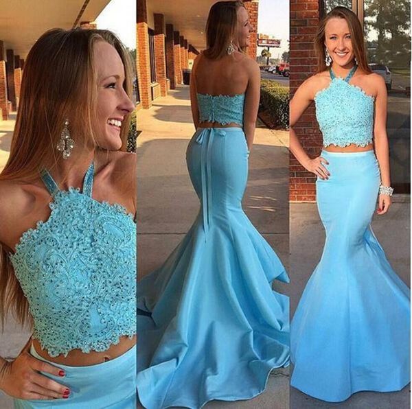 elegant blue halter two pieces prom dresses lace backless satin mermaid skirts evening gowns girls formal pageant dresses customized l15, Black
elegant blue halter two pieces prom dresses lace backless satin mermaid skirts evening gowns girls formal pageant dresses customized l15, Black