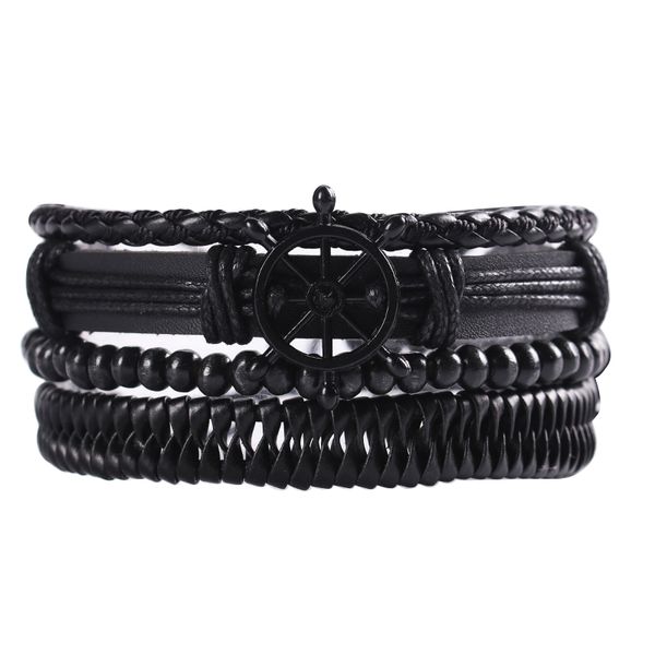 bracelet set men's rudder cross life tree charm leather wristband men's wide bracelet holiday casual jewelry fashion, Golden;silver
bracelet set men's rudder cross life tree charm leather wristband men's wide bracelet holiday casual jewelry fashion, Golden;silver