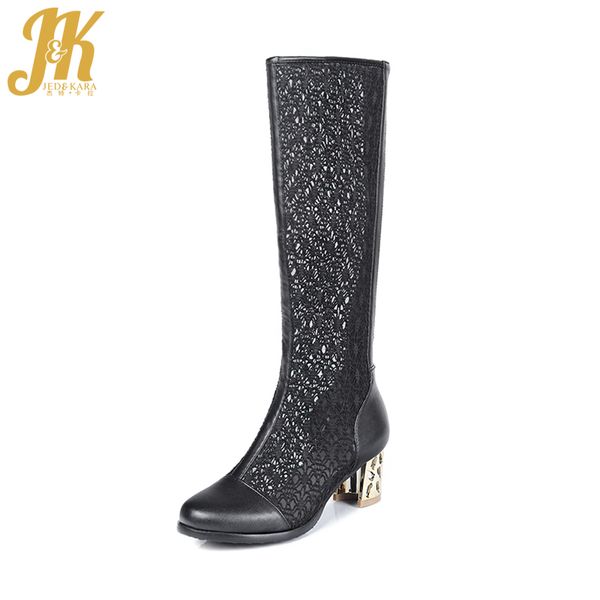 jk autumn thick high heels knee high boots women summer boots new fashion lace female shoes round toe zipper stitching footwear, Black
jk autumn thick high heels knee high boots women summer boots new fashion lace female shoes round toe zipper stitching footwear, Black