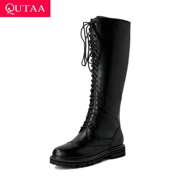 qutaa 2020 autumn winter square heel round toe antiskid casual women shoes platform fashion lace up knee high boots size 34-42, Black
qutaa 2020 autumn winter square heel round toe antiskid casual women shoes platform fashion lace up knee high boots size 34-42, Black