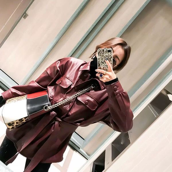 women's leather & faux 2021 spring women solid pockets fashion jackets female single breasted sashes lady casual pu coats, Black
women's leather & faux 2021 spring women solid pockets fashion jackets female single breasted sashes lady casual pu coats, Black
