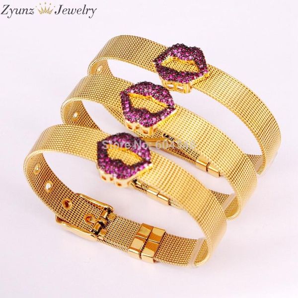 5pcs zyz337-6040 cz lip charm stainless steel watch belt bracelets bangles crystal mesh band bracelet for women romantic jewelry, Black
5pcs zyz337-6040 cz lip charm stainless steel watch belt bracelets bangles crystal mesh band bracelet for women romantic jewelry, Black