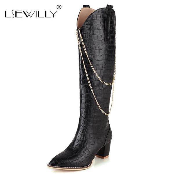 lsewilly women knight boots 2020 autumn/winter western boots thick heel pointed metal chain knee-high black
lsewilly women knight boots 2020 autumn/winter western boots thick heel pointed metal chain knee-high black