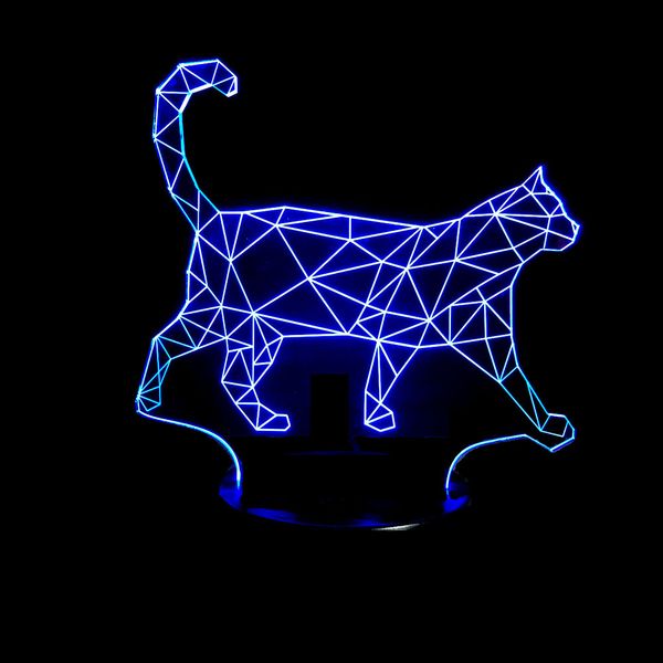 Creative 3d Led Lights Acrylic Visual Stereo Table Lamp Walking Cat 3d Led Colorful Atmosphere Small Night Light Novelty Birthday Gift